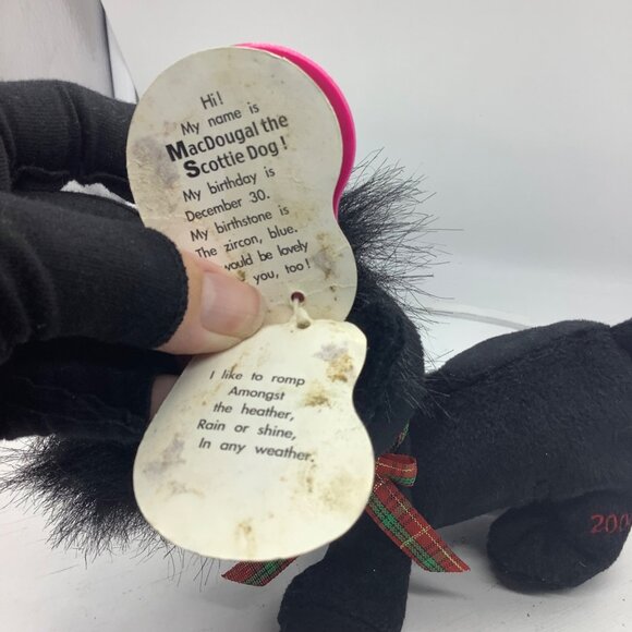 Vtg AVON 2000 MacDougal The Scottie Dog Black Plush Animal Toy Full O Beans 8" - Picture 8 of 11
